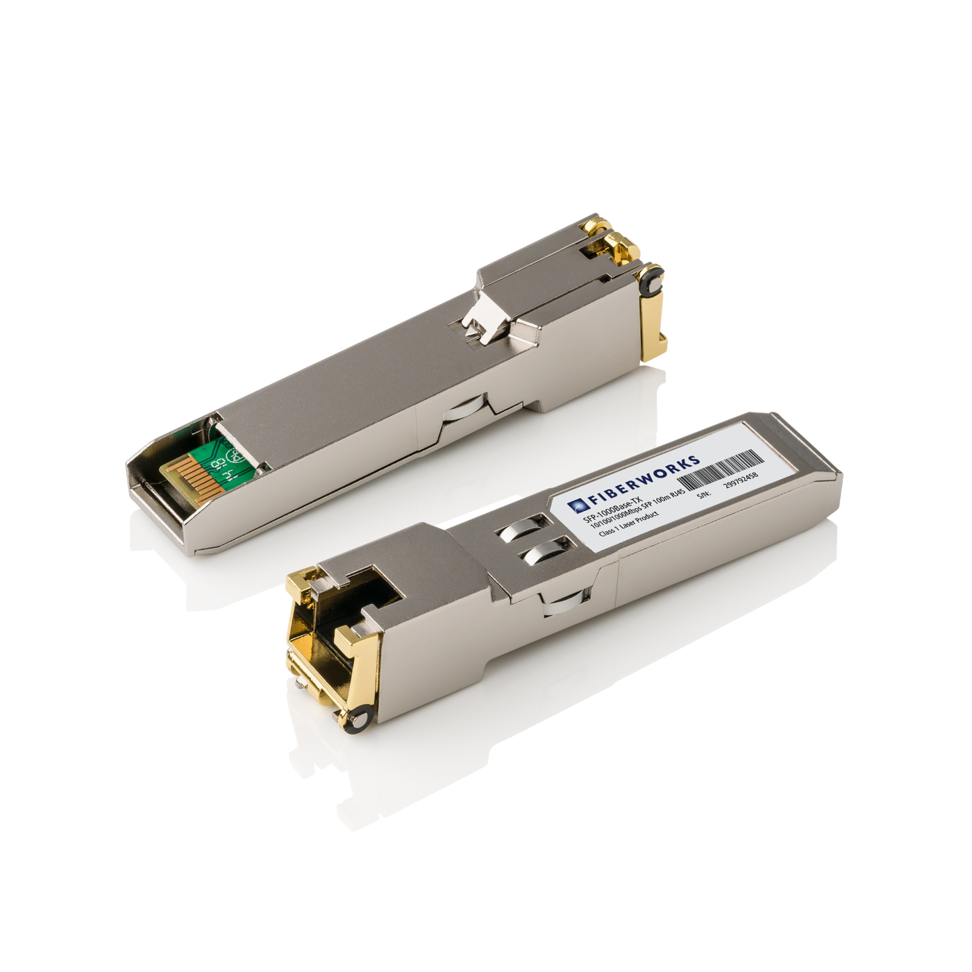 SFP-1000Base-TX-U Fiberworks AS FIB-SFP-1000Base-TX SFP, 10/100/1000Base-T Copper Interface for SGMII host systems, Fiberworks