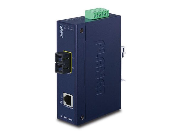 IFT-802TS15 Fast Ethernet Media Conv. 15km SM, SC-RJ45, 12-48V DC, industrial 